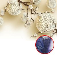 Фреска Ortograf 3D 6699 Фактура бархат серебро FX-S Флизелин (3,8*2,7) Бежевый, Цветы/Абстракция — фото 1, Фрески