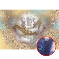 Фреска Ortograf 3D 6706 Фактура бархат серебро FX-S Флизелин (4*2,7) Бежевый/Бирюзовый, Цветы/Абстракция — фото 1, Фрески