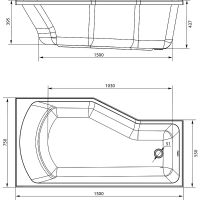 Акриловая ванна Marka One Convey 150х75 L 01кон1575л без гидромассажа — фото 4, Ванны