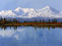 Фреска Ortograf Горы 11850 Фактура бархат FX Флизелин (3,6*2,7) Голубой/Зеленый, Горы/Пейзаж/Природа — фото 2, Фрески