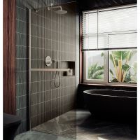 Душевая перегородка Maybah Glass MGD-709-5ш 1090x1950 в широком профиле Хром матовый стекло бронзовое — фото 1, Душевые перегородки