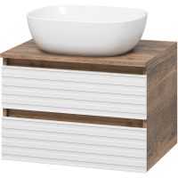 Тумба под раковину Brevita Dakota 60 DAK-09060-19/01-2Я подвесная Белая матовая Дуб Галифакс олово — фото 1, Мебель для ванной