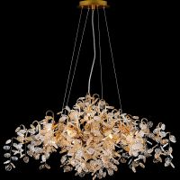 Люстра Crystal Lux Tenerife SP9 Прозрачная Янтарная Золото матовое — фото 1, Люстры