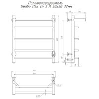 Электрический полотенцесушитель Тругор Браво Пэк СП 3 П 60x50 с полкой Хром — фото 3, Электрические полотенцесушители