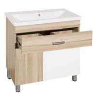 Тумба под раковину Style Line Ориноко 80 Белый Светлое дерево — фото 2, Мебель для ванной