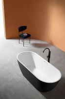 Ванна из искусственного камня Abber Frankfurt 170x75 AM9941BW Черно-белая матовая без гидромассажа — фото 4, Ванны из искусственного камня