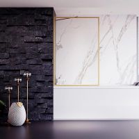 Шторка на ванну Veconi Palau 60 PL85G-60-01-C7 профиль Брашированное золото стекло прозрачное — фото 1, Неподвижные шторки для ванной