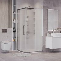 Душевой уголок Grossman Cosmo 90х90 300.K33.02.9090.10.02 профиль Хром стекло шиншилла — фото 1, Квадратные душевые уголки