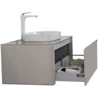 Тумба с раковиной Black&White Universe U915.1000 100 9151000 подвесная Glossy light grey — фото 5, Мебель для ванной