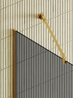 Душевая перегородка Maybah Glass MGD-729-3у 790x1950 в узком профиле Золото стекло графитовое — фото 7, Душевые перегородки