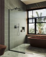 Душевая перегородка Maybah Glass MGD-706-6у 690x1950 в узком профиле Черный стекло сатиновое — фото 2, Душевые перегородки