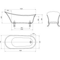 Акриловая ванна Grossman Retro 162х71 GR-1002M без гидромассажа — фото 6, Акриловые ванны