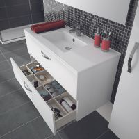 Шкаф пенал Jacob Delafon Ola 35 EB396-N14 подвесной Серый антрацит — фото 4, Пеналы для ванной комнаты