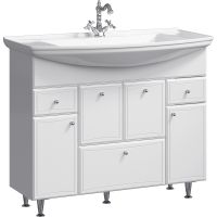 Тумба под раковину Aqwella Барселона 105 BA0110K с бельевой корзиной Белая — фото 1, Мебель для ванной