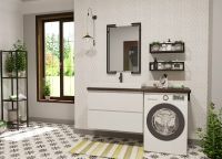 Тумба с раковиной Эстет Malibu Luxe 155 L ФР-00007116 подвесная Белая Темное дерево — фото 6, Тумбы с раковиной