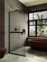 Товар: Душевая перегородка Maybah Glass MGD-734-6у 890x1950 в узком профиле Черный стекло бронзовое матовое - фото 2 Душевая перегородка Maybah Glass MGD-734-6у 890x1950 в узком профиле Черный стекло бронзовое матовое — фото 2, Душевые перегородки