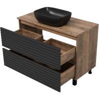 Тумба под раковину Brevita Dakota 100 DAK-07100-19/02-2Я Черный кварц Дуб Галифакс олово — фото 3, Мебель для ванной