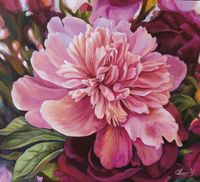 Фреска Ortograf Цветы 8256 Фактура флок FLK Флизелин (2,2*2) Розовый/Зеленый, Цветы/Живопись — фото 2, Фрески