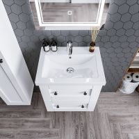 Тумба под раковину Бриклаер Хелена 60 4627125416408 подвесная Рамочный белый — фото 3, Мебель для ванной