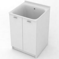 Тумба с хозяйственной раковиной Kerasan Aquadom 60 9165k3*0 Белая без отверстия под смеситель — фото 1, Мебель для ванной