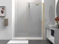 Душевая перегородка Vincea Walk-In 80 VSW-1HS800CLG профиль Брашированное золото стекло прозрачное — фото 3, Душевые перегородки