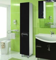 Шкаф пенал Bellezza Лагуна 35 L 4622107002044 Черный Белый — фото 3, Мебель для ванной