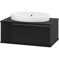 Тумба с раковиной Brevita Savoy 80 УТ000014894 подвесная Черная матовая — фото 1, Тумбы с раковиной