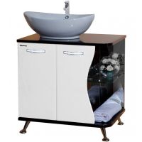Тумба под раковину Bellezza Рио 70 L 4633611242260 Черная Белая — фото 1, Мебель для ванной