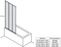 Шторка на ванну Veconi Palau 120 L PL73L-120-01-19C4 профиль Хром стекло прозрачное — фото 5, Складные шторки для ванной