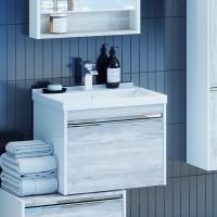 Тумба под раковину Aquaton Капри 60 1A230101KPDA0 подвесная Бетон пайн Белая — фото 8, Тумбы под раковину