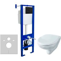 Комплект унитаза Rosa Элеганс Люкс Вн УнБ32 4620008195438 с инсталляцией Berges Atom 410 040340 с сиденьем Микролифт и Черной матовой клавишей смыва — фото 1, Комплекты унитаз + инсталляция