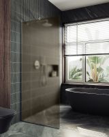 Душевая перегородка Maybah Glass MGD-697-5у 790x1950 в узком профиле Хром матовый стекло бронзовое матовое — фото 2, Душевые перегородки