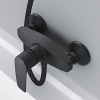 Комплект душевого уголка с душевой системой и аксессуарами AM.PM Gem 90x90 WK90EN профиль Черный матовый стекло прозрачное — фото 25, Душевые уголки четверть круга