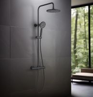 Душевая система Aquatek Европа AQ2343MB с термостатом Черная матовая — фото 2, Душевые стойки