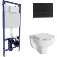 Комплект унитаза с инсталляцией Berges Novum 042426 с сиденьем Микролифт и Черной клавишей смыва — фото 1, Комплекты унитаз + инсталляция