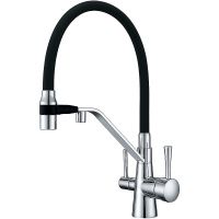 Смеситель для кухни ZorG Sanitary ZR 356 YF Хром Черный — фото 1, Смесители