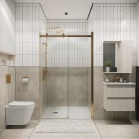 Душевая дверь Grossman Classic 120 100.K33.04.120.32.00 профиль Золото сатин стекло прозрачное — фото 1, Раздвижные душевые двери