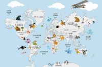 Фреска детская Ortograf Для самых маленьких 32911 Фактура бархат FX Флизелин (4,1*2,7) Голубой/Разноцветный, Карты — фото 2, Фрески