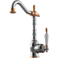 Смеситель для раковины GPD Retro Colored MTL180-K-R Хром Розовое золото — фото 1, Смесители