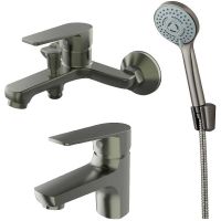 Комплект смесителей Orange Loop M26-311gr Графит — фото 1, Готовые комплекты для ванной комнаты