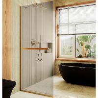 Душевая перегородка Maybah Glass MGD-733-3у 890x1950 в узком профиле Золото стекло бронзовое — фото 1, Душевые перегородки