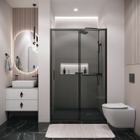 Душевая дверь Grossman Style 100 100.K33.05.100.21.10 профиль Черный матовый стекло тонированное — фото 1, Раздвижные душевые двери