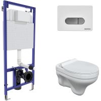 Комплект унитаза с инсталляцией Berges Novum 042441 с сиденьем Микролифт и Белой Хром глянец клавишей смыва — фото 1, Комплекты унитаз + инсталляция