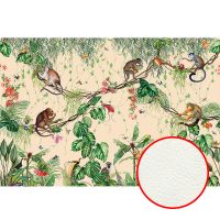 Фреска Ortograf Miracle 33860 Фактура флок FLK Флизелин (4*2,7) Бежевый/Разноцветный, Листья/Животные арт-33860 (флок FLK) — фото 1, Фрески