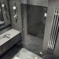 Душевая дверь Maybah Glass MGD-517-4 705x1950 на петлях Хром глянцевый стекло графитовое — фото 3, Душевые двери в нишу