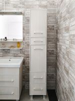 Товар: Шкаф пенал Бриклаер Чили 35 4627125414978 с бельевой корзиной Светлая лиственница - фото 2 Шкаф пенал Бриклаер Чили 35 4627125414978 с бельевой корзиной Светлая лиственница — фото 2, Мебель для ванной