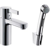 Смеситель для раковины Hansgrohe Metris S 31160000 с гигиеническим душем Хром — фото 1, Смесители для раковины