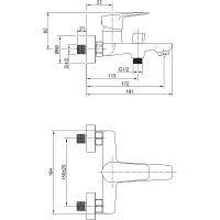 Смеситель для ванны Olive's Tieso 26201TS Хром — фото 2, Смеситель для ванны