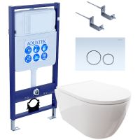 Комплект унитаза с инсталляцией Aquatek Set Aquatek Поларис-015 4в1 с сиденьем Микролифт и Белой клавишей смыва — фото 1, Комплекты унитаз + инсталляция