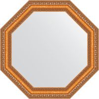 Зеркало Evoform Octagon 52х52 BY 3706 в багетной раме - Золотые бусы на бронзе 60 мм — фото 1, Мебель для ванной